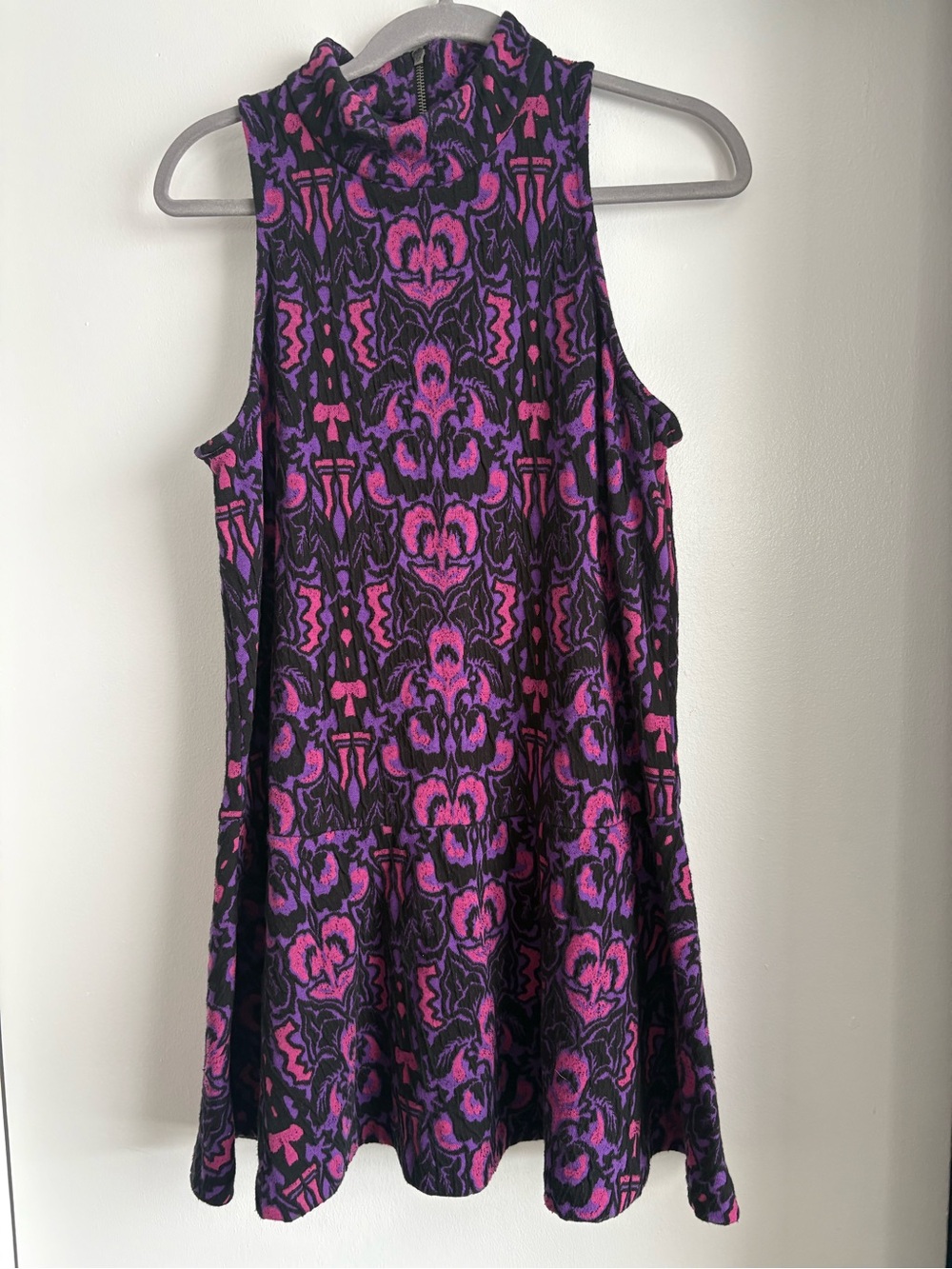Free People Purple & Pink Mock-Neck Mini Dress
